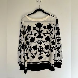 Ann Taylor LOFT Black Floral Print Blouse